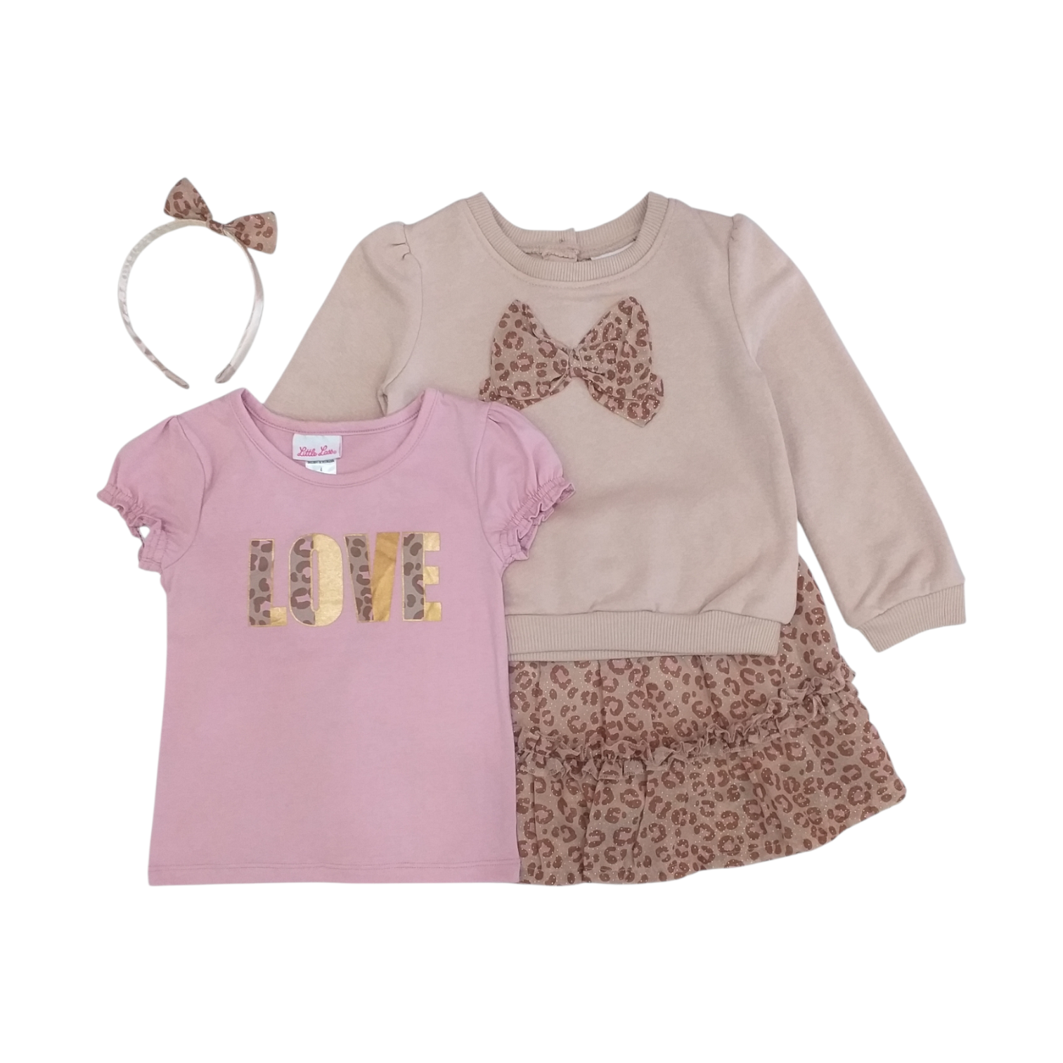 Conjunto Falda Print Beige Rosa