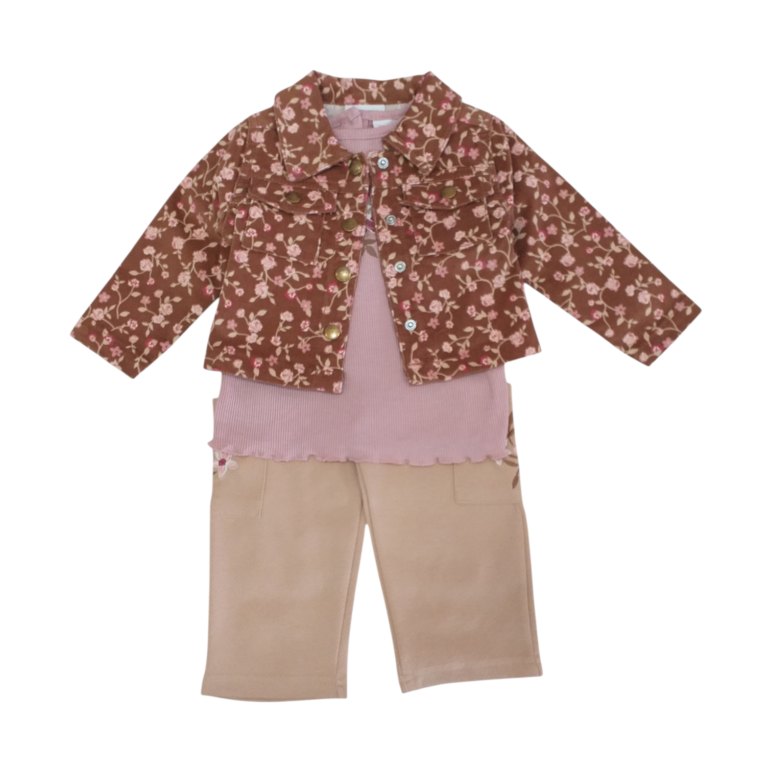 Conjunto Chaqueta Café Flores