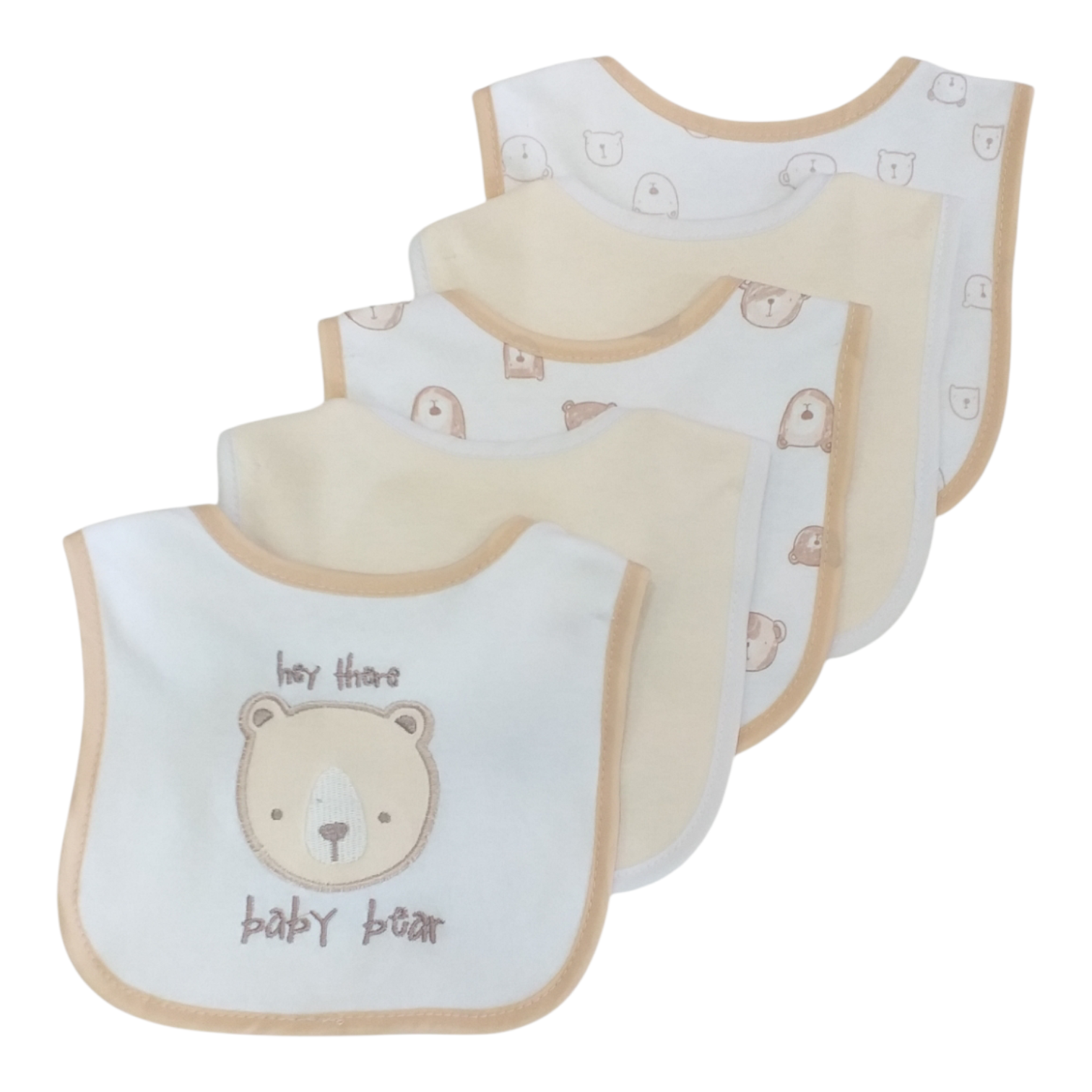 Set 5 Baberos Osito Beige