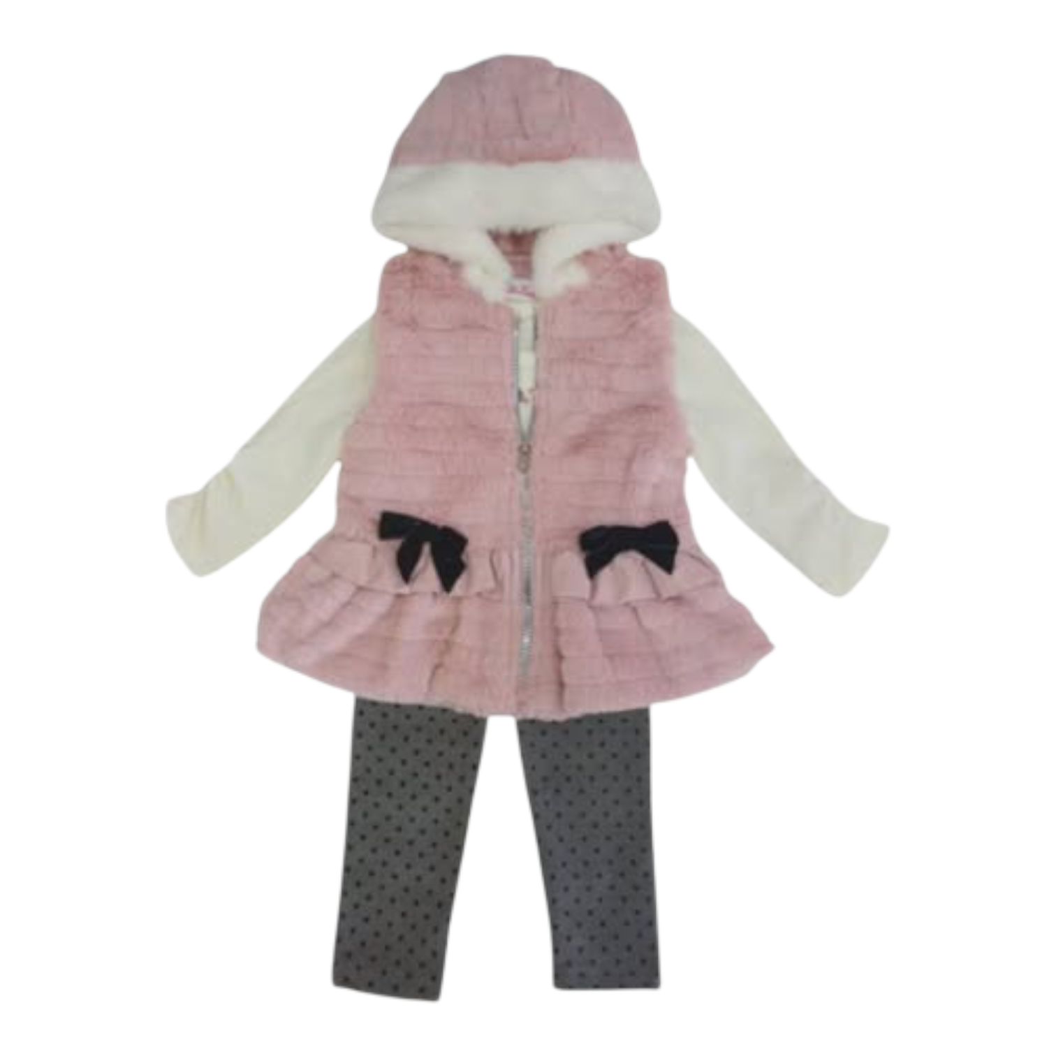 Conjunto Chaleco Peluche Rosa