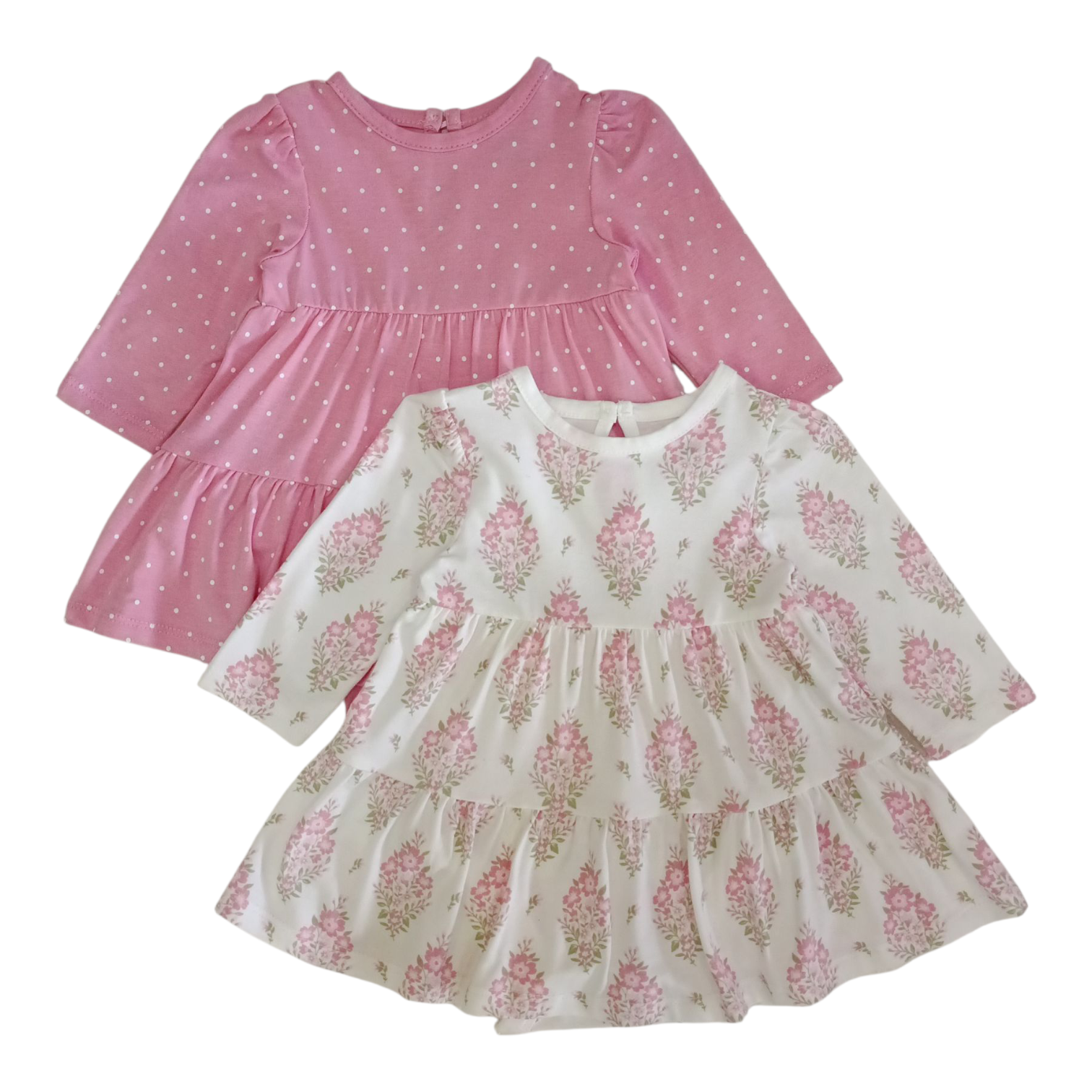 Set 2 Vestidos Flores Blanco Rosa