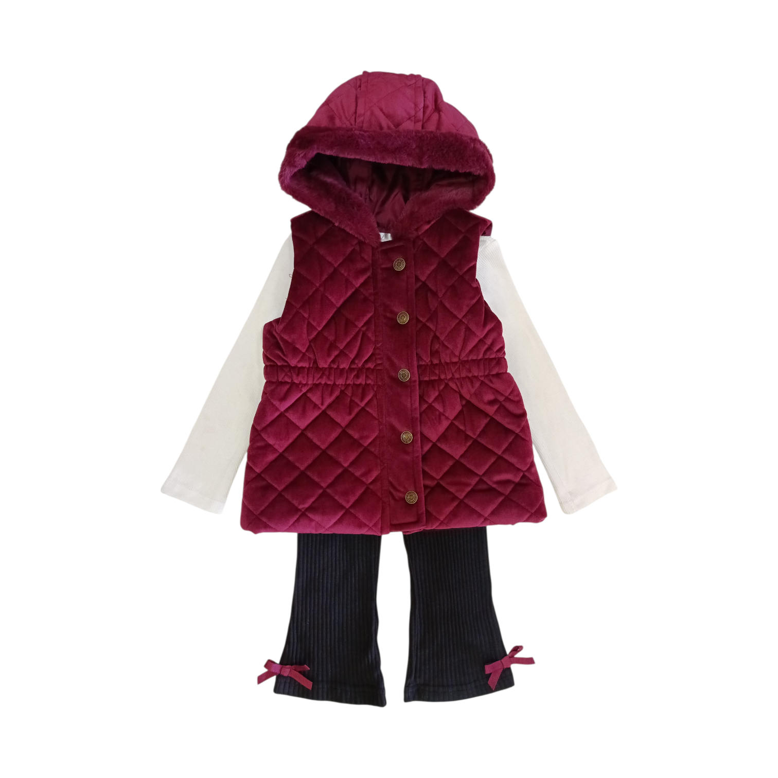 Conjunto Chaleco Vino Capucha