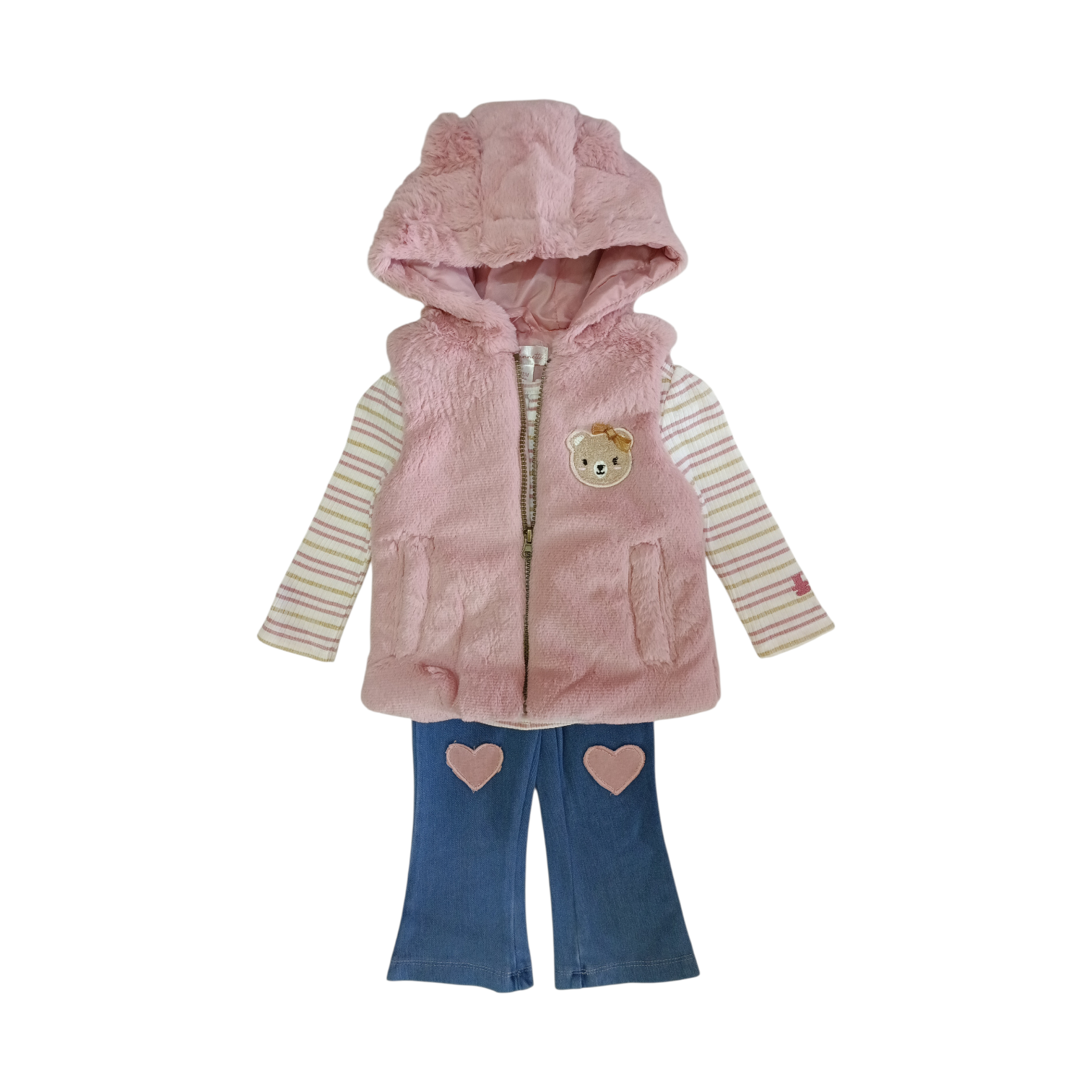 Conjunto Chaleco Osita Rosa