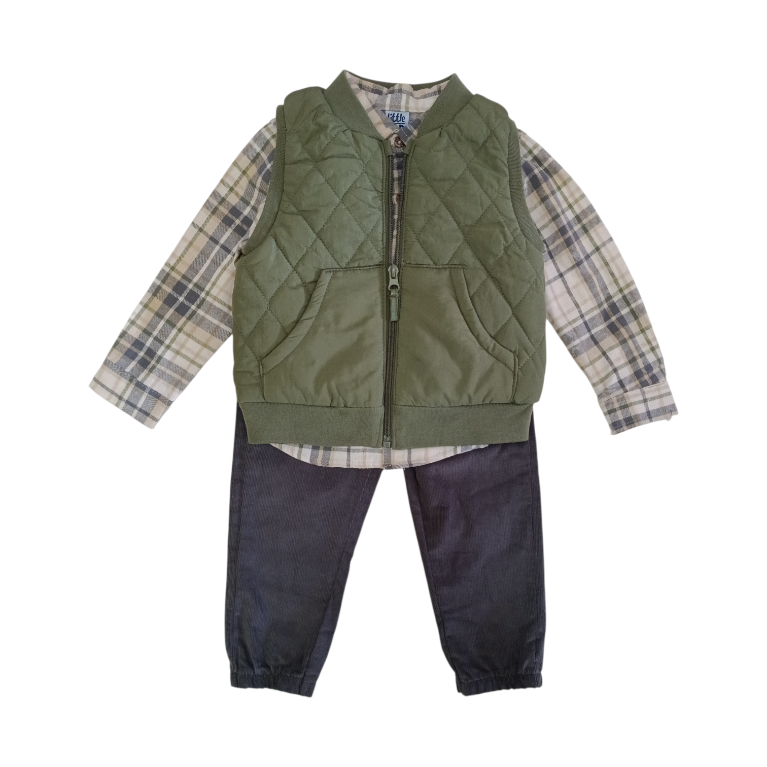 Conjunto Chaleco Cuadros Verde