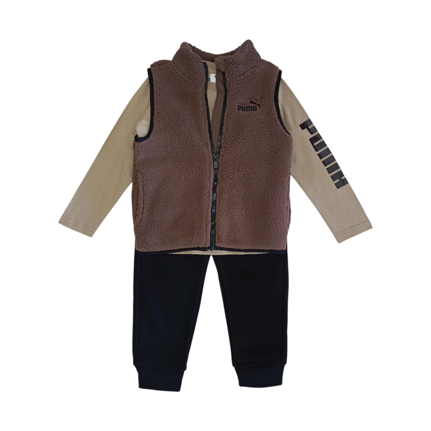Conjunto Chaleco Peluche Café