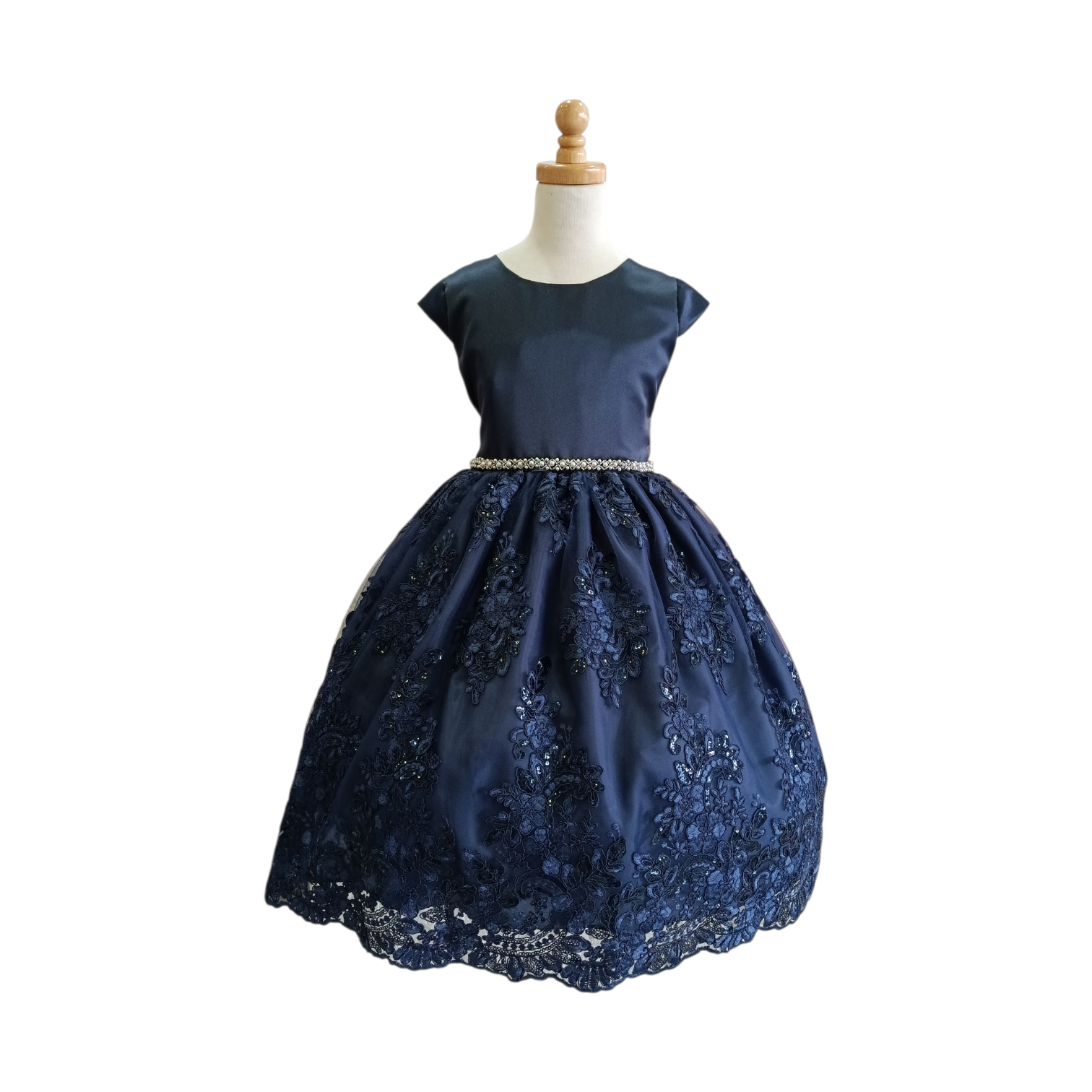 Vestido Azul Marino Bordado
