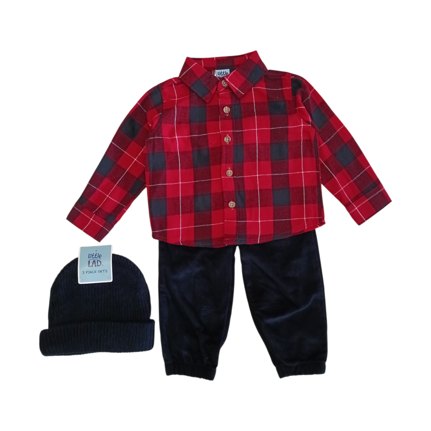 Conjunto Camisa Cuadros Roja