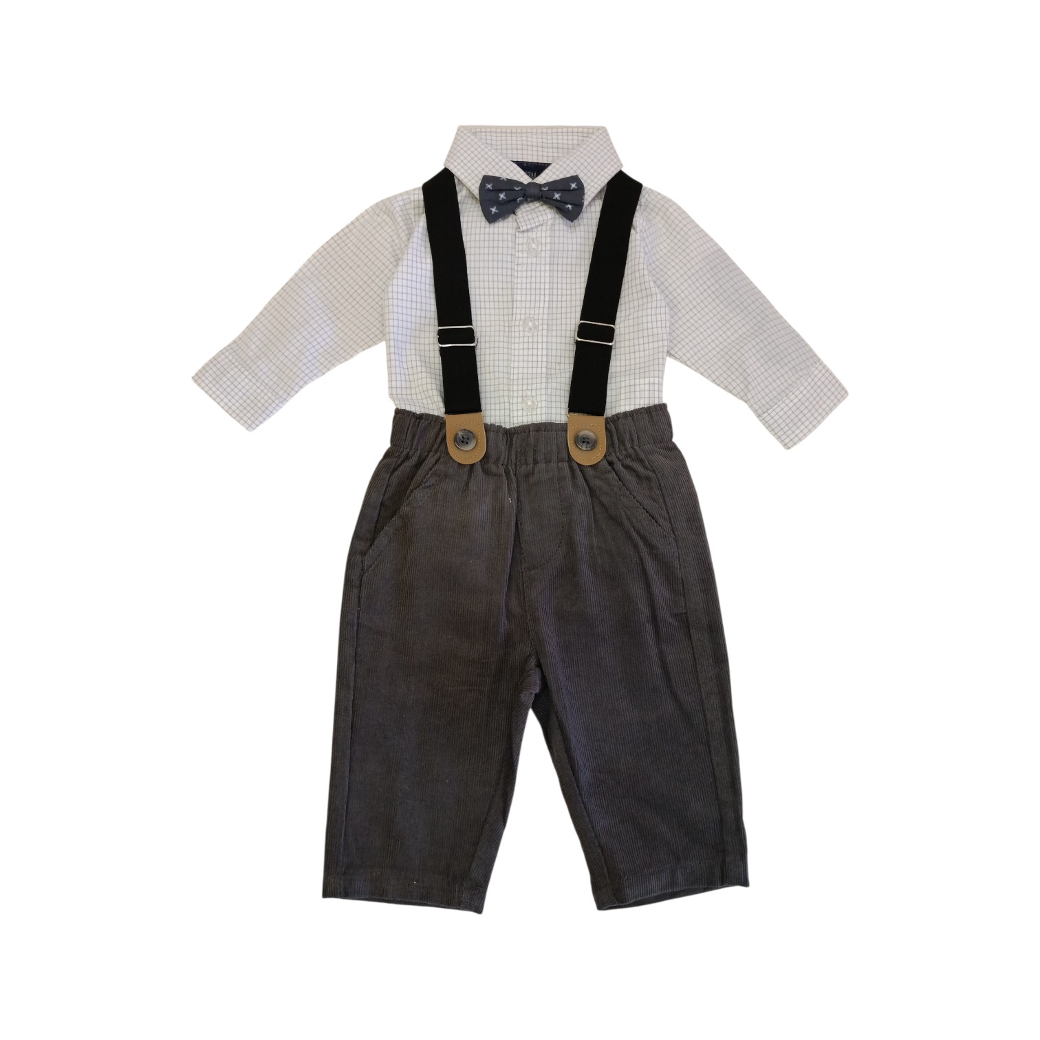 Conjunto Tirantes Pantalon Corduroy Gris