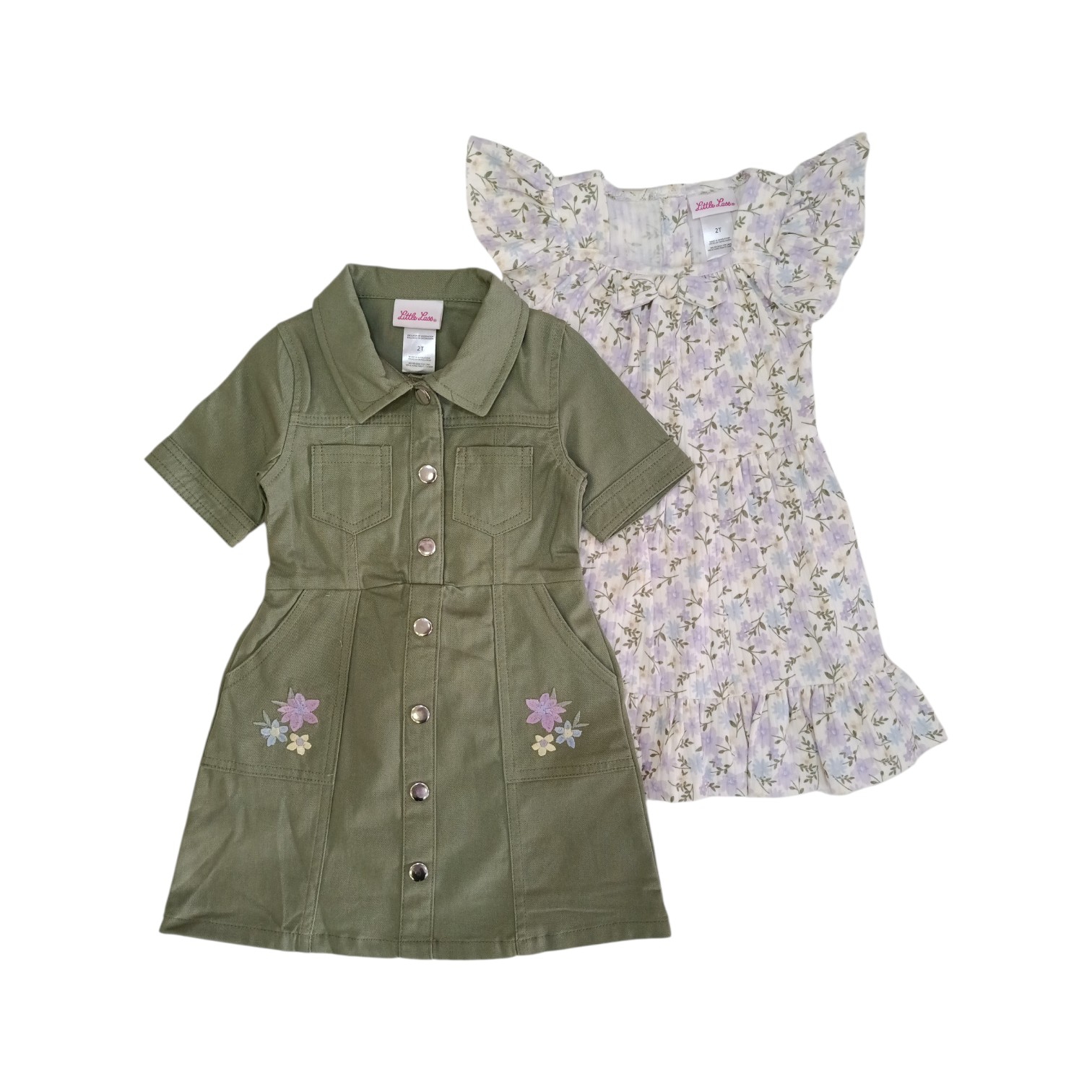 Set Vestidos Olivo - Flores Lila