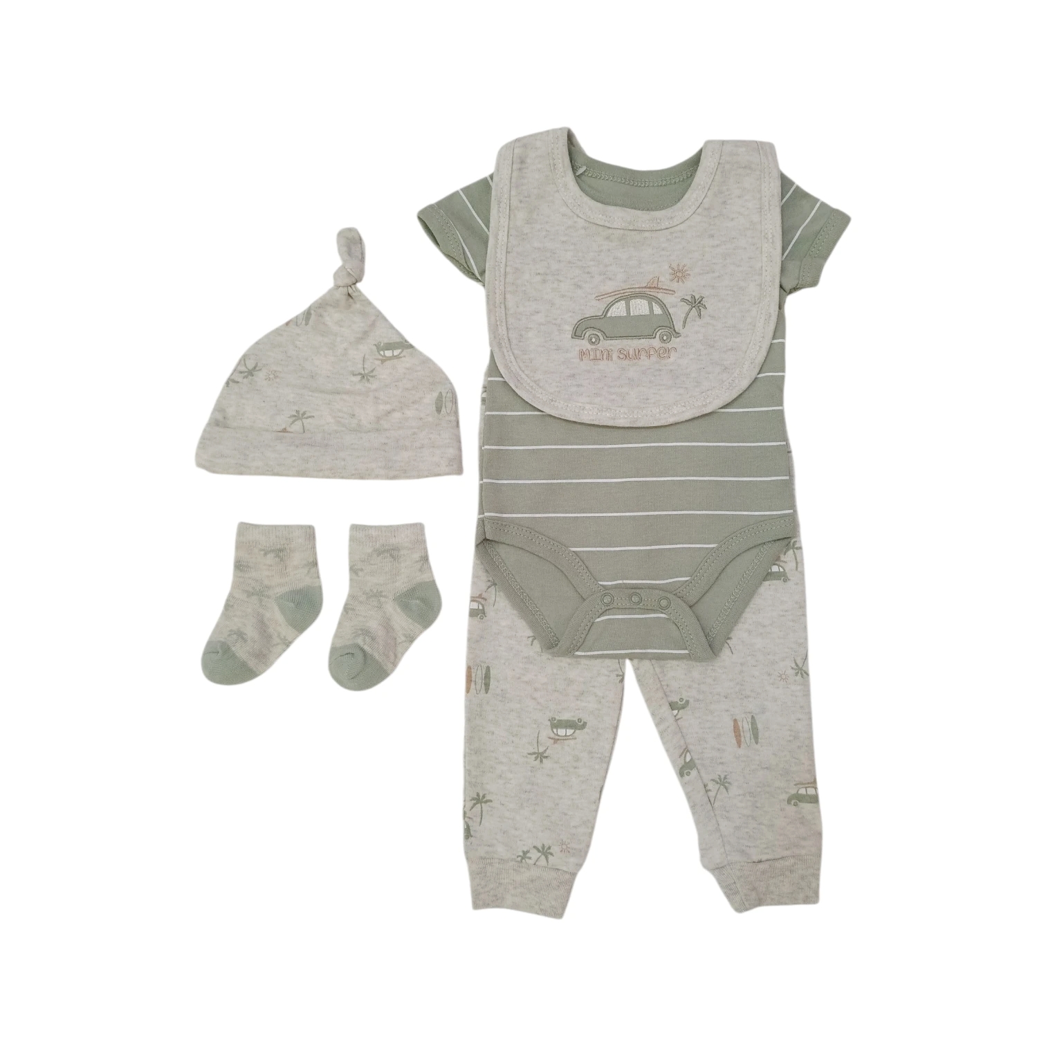 Conjunto Babero Carrito Verde