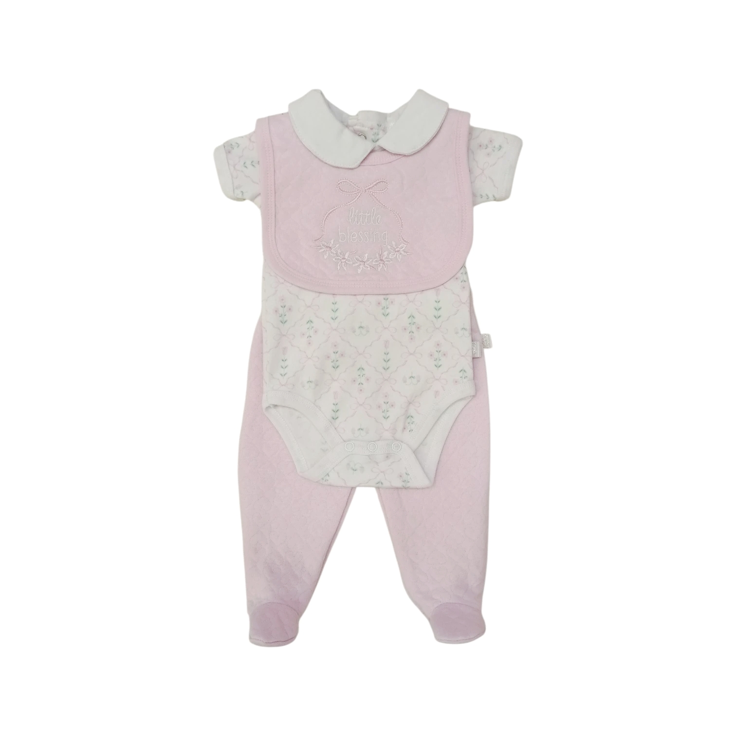 Conjunto Babero Rosa Texturizado