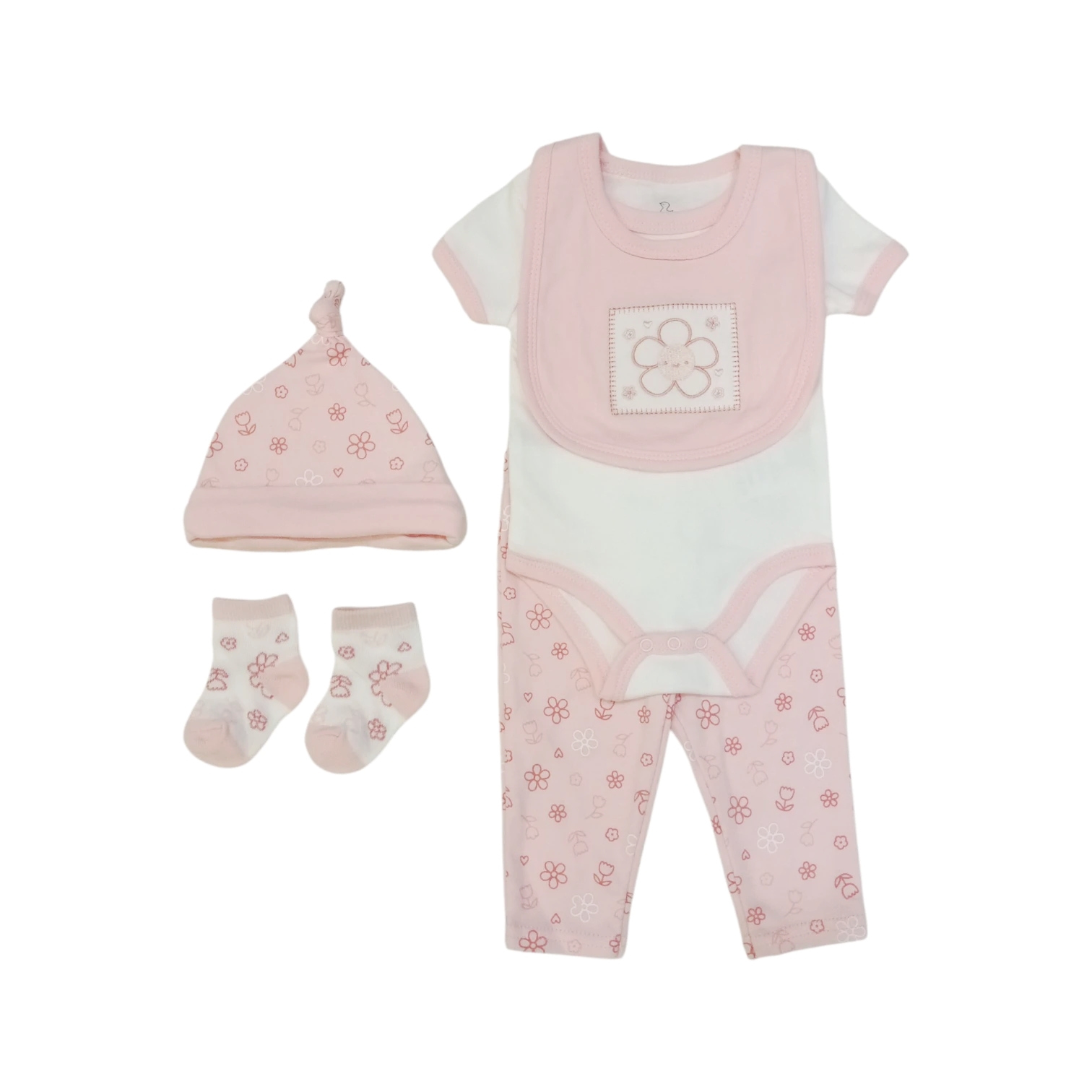 Conjunto Babero Flor Coral