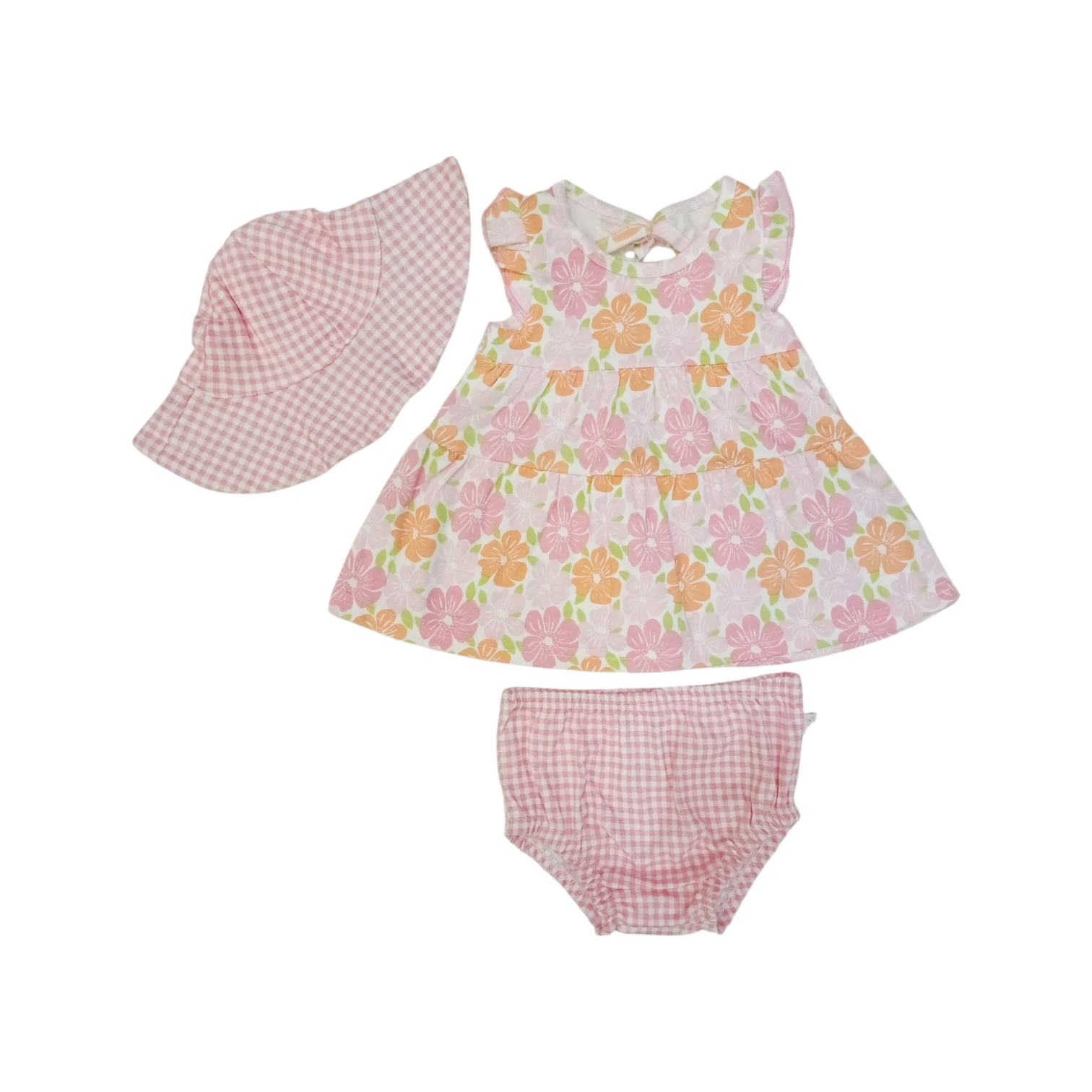 Vestido Flores Rosa C/Sombrero