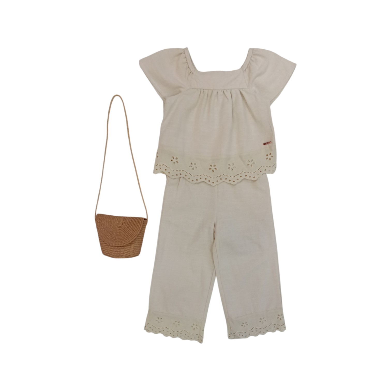 Conjunto Beige Pantalón Capri C/Bolso