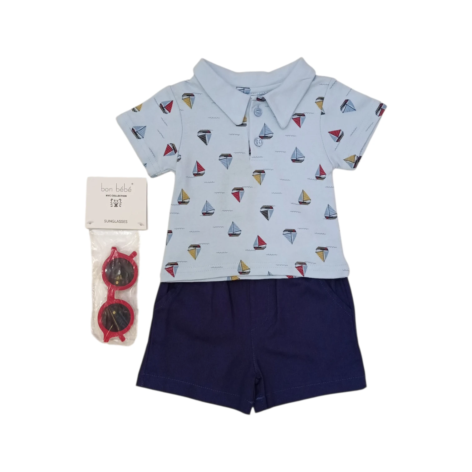 Conjunto Polo Veleros Celeste