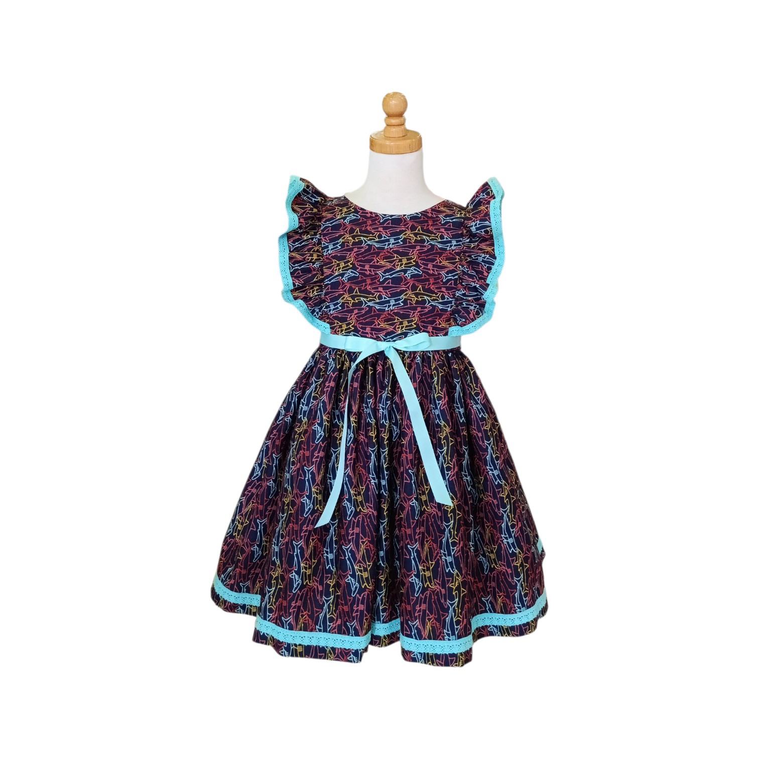 Vestido Tiburones Azul-Aqua
