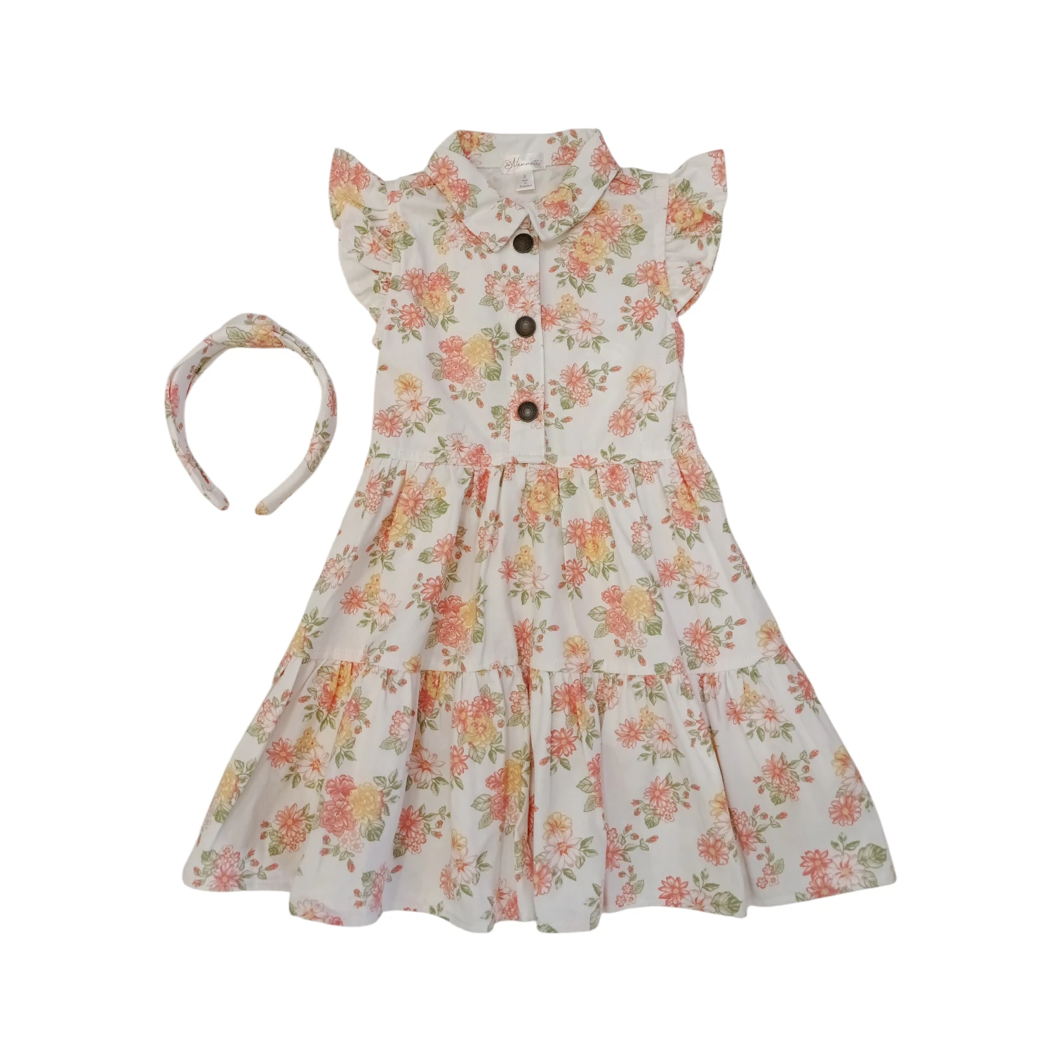 Vestido Flores Naranja C/Diadema