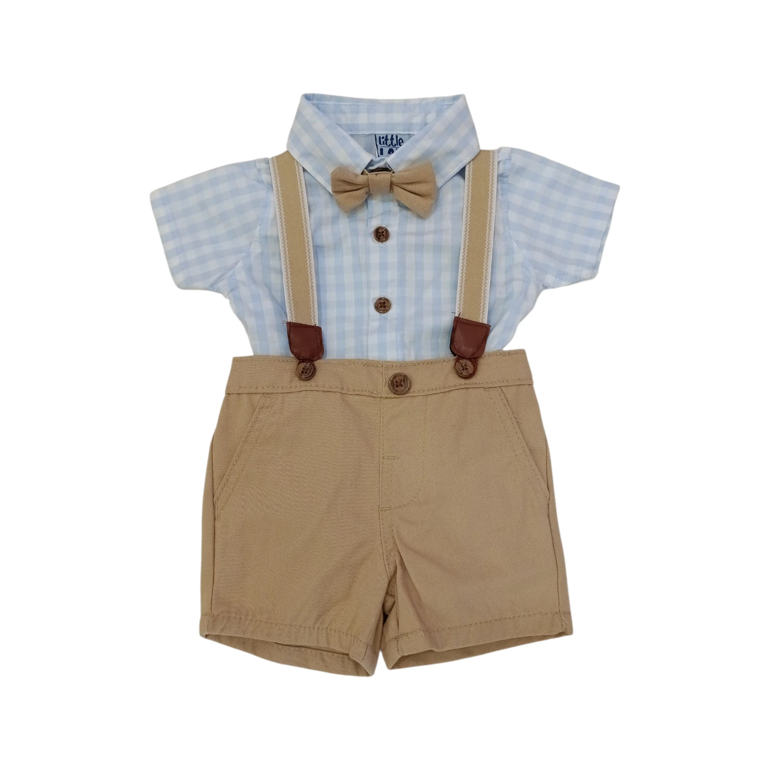 Conjunto Tirantes C/Cuadros Celeste