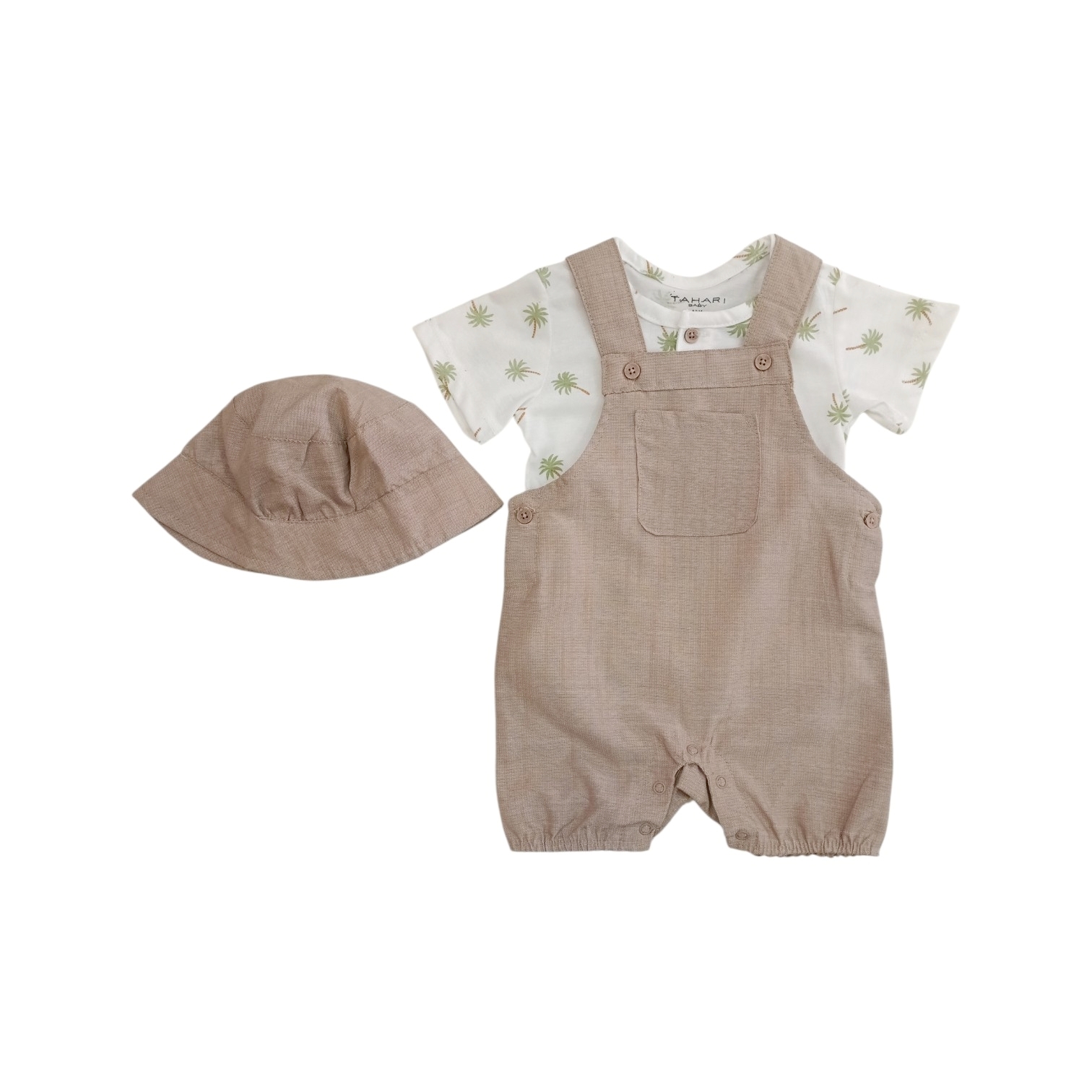 Overall Corto Beige Palmeras