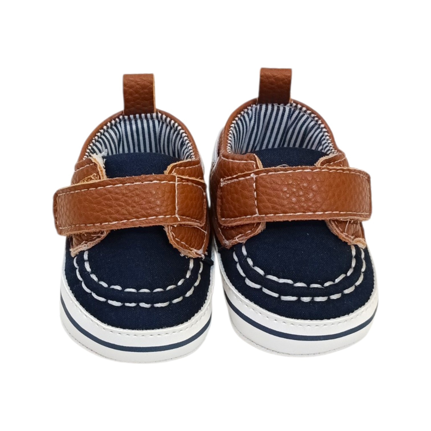 Mocasín Azul Velcro Café