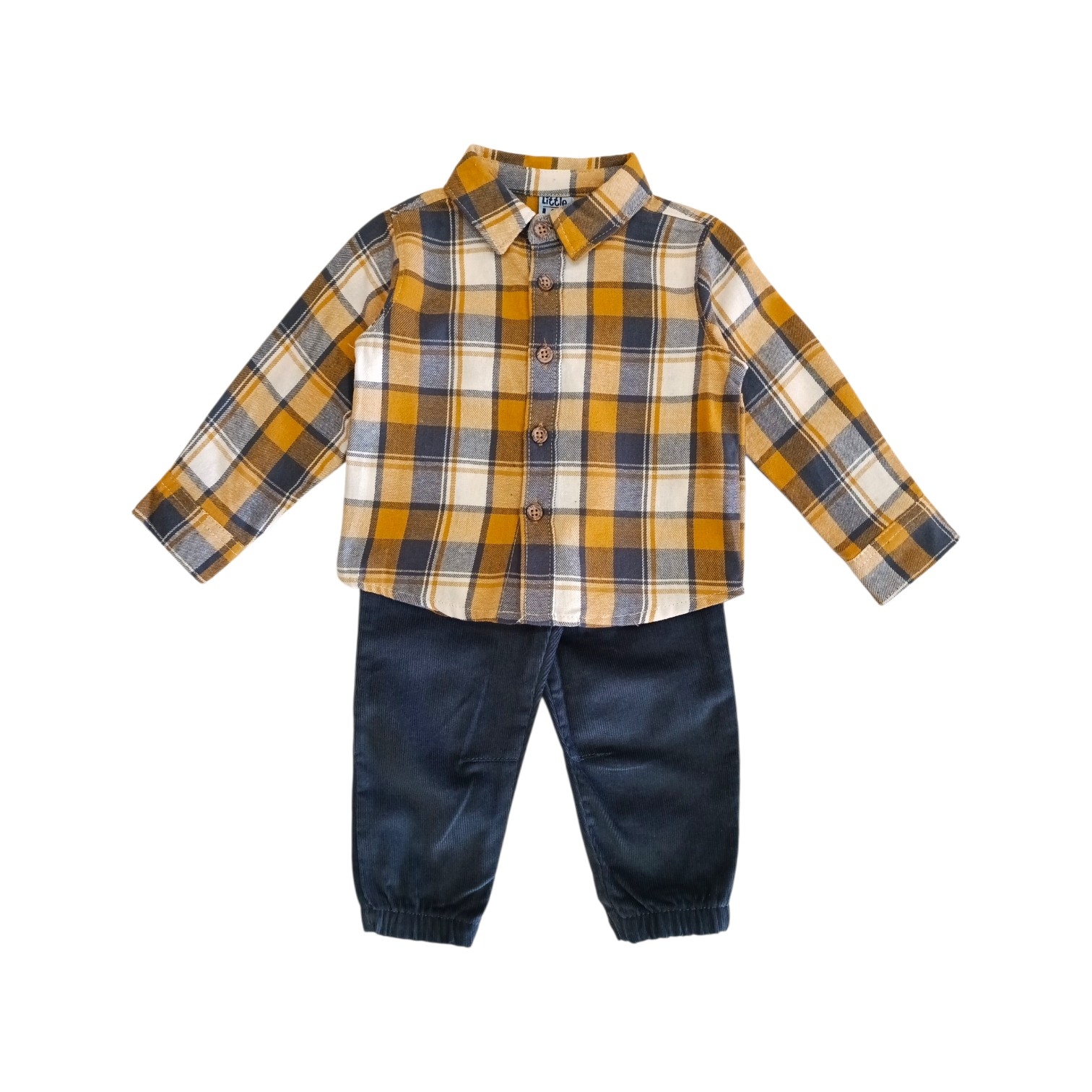 Conjunto Camisa Cuadros Amarilla-Gris