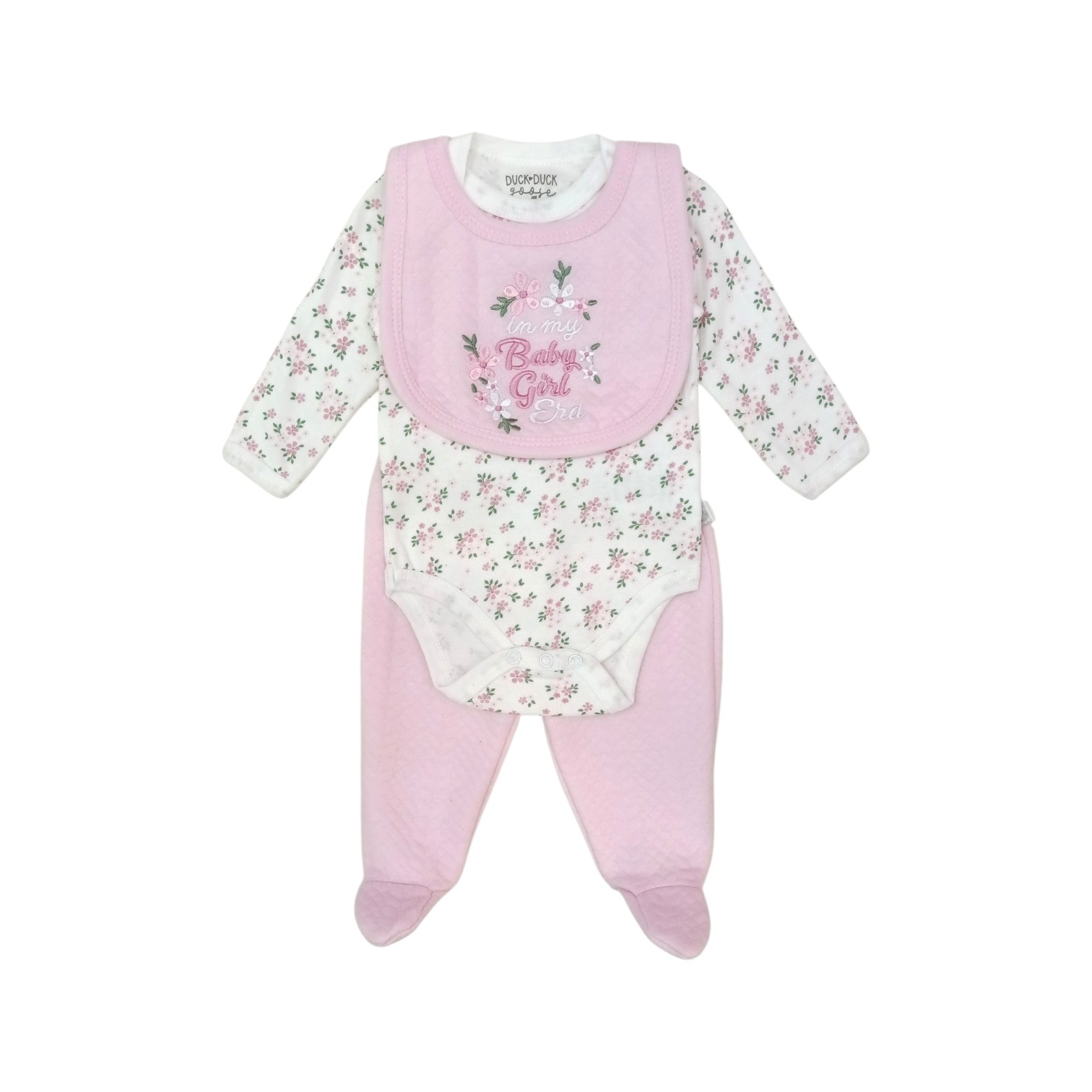 Conjunto Babero Flores Rosa
